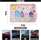 Car Window Shade for Baby, Blackout Car Window Curtain with Storage Pockets & 7 Suction Cups, Cartoon Pattern Cars Side Window Sun Shade Cover for Sun/Heat/UV Rays Protection (Pink-Animals)
