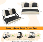 Golf Cart Seat Covers 2 PCS Front and Rear Seat Covers Sets for Club Car Precedent and Yamaha G29 Standard Seat Cushion,Replacement Cooling Breathable Washable No Stapler Needed(Black&Beige)