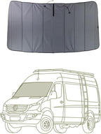 VanEssential Insulated Magnetic Blackout Front Windshield Cover Designed for Mercedes-Benz NCV3/VS30 (Van Years 2007 to Current) - Charcoal Gray