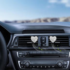 Bling Car Accessories,Silver Heart Air Vent Clips Car Freshener,2pcs Sparkling Dashboard Decor for Women,Cute Rhinestone Decorations