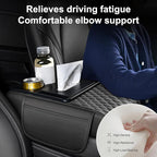 Car Center Console Cover, Upgraded Leather 5 in 1 Arm Rest Cover for Car with Cups Holder Storage Bags Tissue Box, Universal Interior Armrest Cushion for Almost Accessories Vehicles