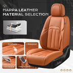Coverado Car Seat Cover, Cover for Cars Front Seat, Premium Leather, Universal Fit Waterproof Seat Protectors, Car Seat Cushion Non-Slip for Most Cars-Brown