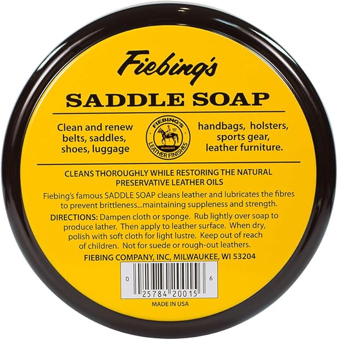 Fiebing's Yellow Saddle Soap for Leather (2 Pack, 12 oz Each) - Leather Cleaner & Conditioner to Soften, Protect & Restore Leathercraft - Leather Soap for Car Seat, Couch, Shoe, Purse, Boot, Bag