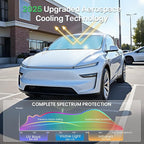 2025 Upgraded Zanch Car Front Windshield Sun Shade- Ultimate UV Protection & Heat Reduction|OEM Design|Innovative No Light Leakage Technology|Fit for Tesla Model Y Juniper