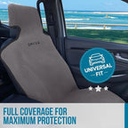 DryvaSeat - Premium Microfiber Towel Car Seat Cover - Waterproof & Sweatproof - Universal Fit, Machine Washable, Non-Slip - Seat Protector for Car, Truck, SUV, Van (Gray, 1 Pack)