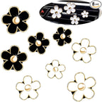 Daisy Car Decoration Flower Air Vent Clip Air Conditioning Outlet Clip Car Air Freshener Clip Car Interior Decor Charm Colorful Car Accessories for Women Interior Cute Set (8PCS-Black&White)