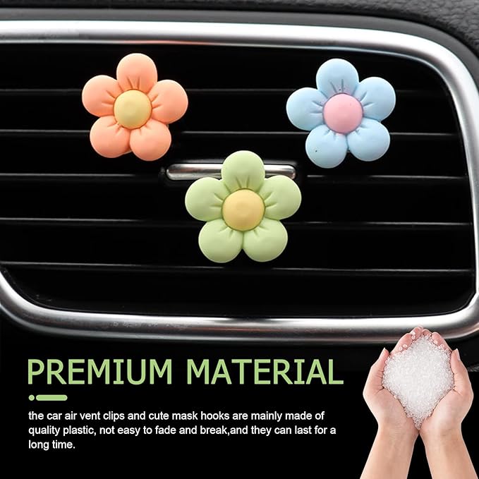 WZP 6PCS Car Air Vent Clips, Daisy Flower Vent Decor, Flower Air Freshener Auto Clips, Cute Flower Car Accessories for Women and Girls