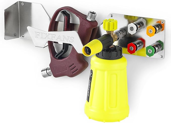 Pressure Washer Gun Holder, Power Washer Snow Foam Lance Holder Tool Organizer, Wall Mounted Nozzle Tips and Foam Cannon Kit Storage Rack of Car Wash Accessories, 1/4" Quick Connect