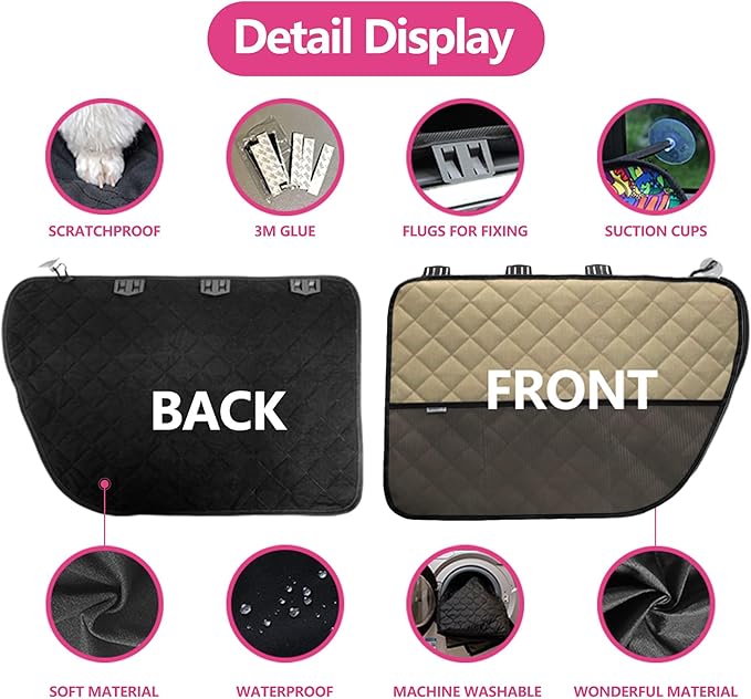 2PCS Car Door Protector for Dogs Pet Car Cover-Waterproof Scratchproof Nonslip Durable Machine Washable (2 Packs Universal Fit) (Cream)