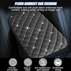 Mandark Bling Car Center Console Cover, Crystal Rhinestone Fluffy Automotive Armrest Seat Box Cushion Pad, Soft Comfortable Diamond Arm Rest Protection Mat, Universal Vehicle Accessories (Gray)