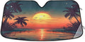 xigua Sunset with Palm Trees Car Windshield Sunshade Foldable Front Window Sun Visor Protector for Car,SUV,Truck - Keep Vehicle Cool,55 x 27.6 Inch