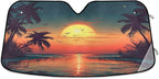 xigua Sunset with Palm Trees Car Windshield Sunshade Foldable Front Window Sun Visor Protector for Car,SUV,Truck - Keep Vehicle Cool,55 x 27.6 Inch
