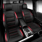 CAR PASS Memory 3D Foam Car Seat Covers Full Set, Breathable Mesh Thick Seat Covers for Car, Red Metal Film Leather Seat Covers, Universal Automotive Comfort for SUVs Trucks, Black Red