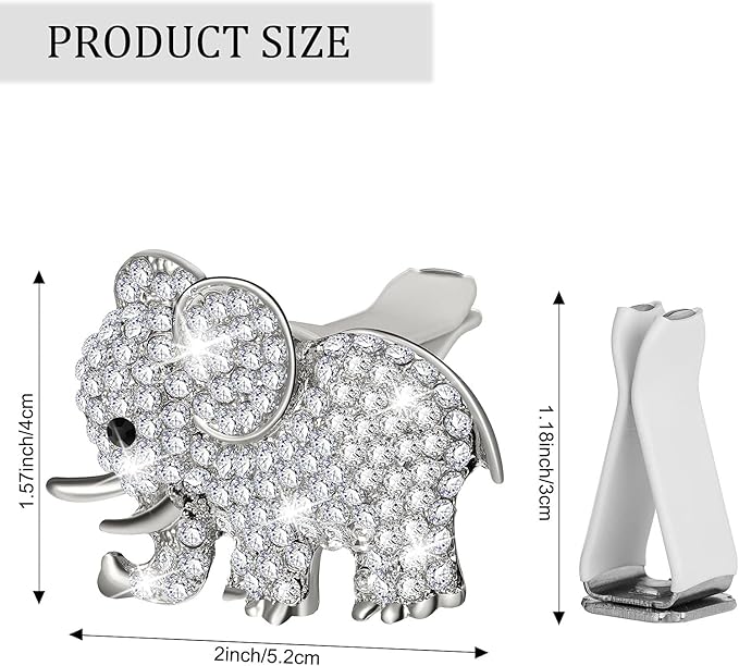 Frienda Bling Car Accessories Rhinestone Elephant Freshener Car Decor for Women Bling Diamond Vent Clip Air Rhinestone Outlet Vent Interior Decoration(Silver)