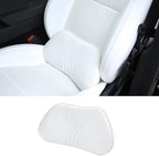Lumbar Support Pillow for Car Seat, Office Chair Nappa Leather Memory Foam Lower Back Cushion for Back Pain Relief Improve Posture, Ergonomic Back Rest for Gaming Chair, White, 1PC