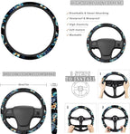 FKELYI Women Auto Fashion Seat Cushions and Headrest Pads, Sea Turtle Car Handbrake Cover with Gear Shifter Cover, Steering Wheel Protector, Cup Coasters