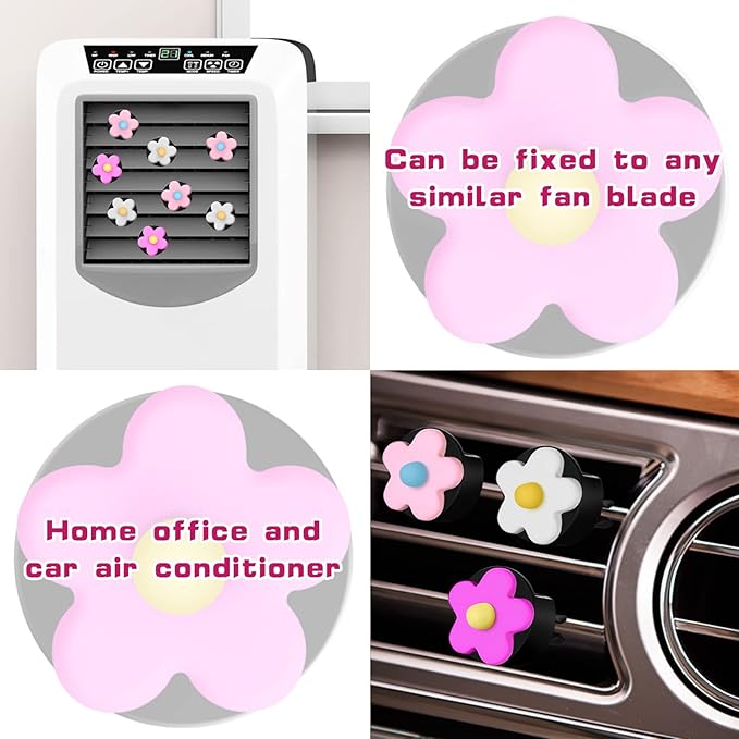 Frienda 8 Pieces Daisy Flower Air Freshener Cute Flower Car Clips Air Vent Clip Car Accessories Interior Decor for Women Girls Charm Colorful Air Vent Decorations(Sweet Colors)