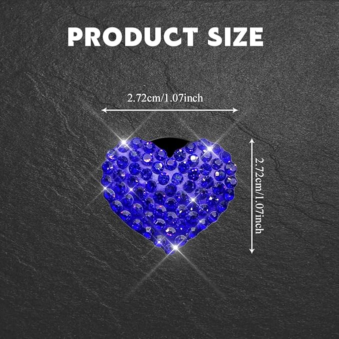 4PCS Bling Heart Air Vent Clips, Car Air Freshener for Women, Air Fresheners Diffuser Clip Charm, Car Air Conditioning Outlet Clip Decorative Accessory for Women Girls (Blue, Style1)