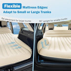 Car Bed with The Most Complete Sleeping Accessories,Leakproof Durable Car Mattress, with Pillow & Pump|for SUV Minivan Mpv Road Trip Inflatable Bed,Single-Sided Flocking Off-White + Gray