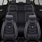 Car Seat Cover 7 Seats for Ford Explorer 2000-2025, Waterproof Durable Compatible Airbag, Premium Leather Seat Protector(7 Seats Luxury,Black White)