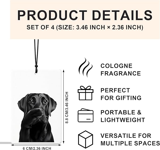 Funny Dog Bathroom Air Freshener 4 Pcs, Black Lab Gifts, Golden Retriever Lovers Gifts Air Freshener Hanging for Bathroom Decor, Dog Lover Gift Car Accessories for Women Men
