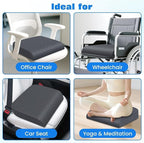 Seat Cushion for Office Chair, Memory Foam Chair Cushions, Car Seat Cushion for Long Sitting, Desk Chair Cushion for Pressure Relief, Non-Slip Bottom, Washable Cover, Large, Grey