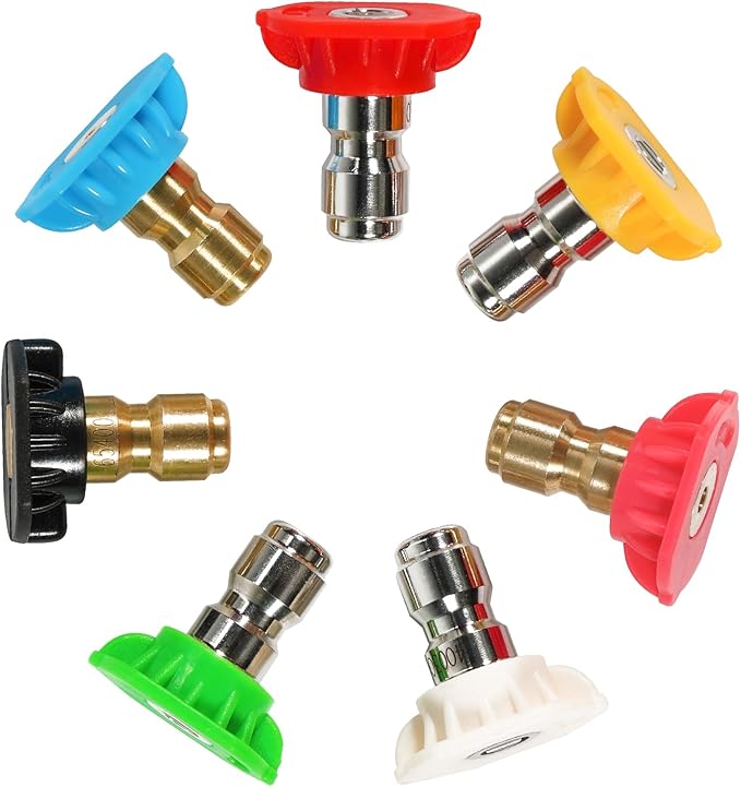 Twinkle Star Pressure Washer Nozzle Tips, 1/4 INCH, Multiple Degrees Spray Nozzle & Soap Nozzle & Rinse Nozzle,7-Pack(Orifice 2.5)