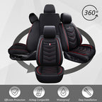 Car Seat Cover for Ford Explorer 2000-2025, Waterproof Durable Compatible Airbag, Premium Leather Seat Protector(5 Seats Luxury,Black Red)