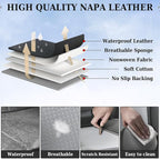 Coverado Car Seat Covers Full Set, Gray Seat Covers for Cars, Waterproof Nappa Leather Automotive Seat Covers with Lumbar Head Pillow, Car Seat Protectors, Universal Fit for Most Cars SUV