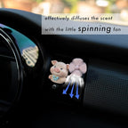 Cute Car Air Freshener Vent Clip, Piggy with Spinning Fan for Dashboard Decorations, Pink Car Accessories for Women & Girl