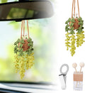 Crochet Car Air Freshener, 8ml Empty Refillable Oil Diffuser Bottle with Hanging Crochet Pink Strawberry Plant & Hanging Tools, Car Rearview Mirror Diffuser for Wall Art & Home & Office Decoration
