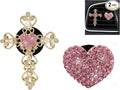 2PCS Bling Car Vent Clip Car Accessories, Crystal Rhinestone Cross and Heart Car Air Fresheners Vent Clips, Diamond Auto Air Conditioner Outlet Decoration Charm for Women