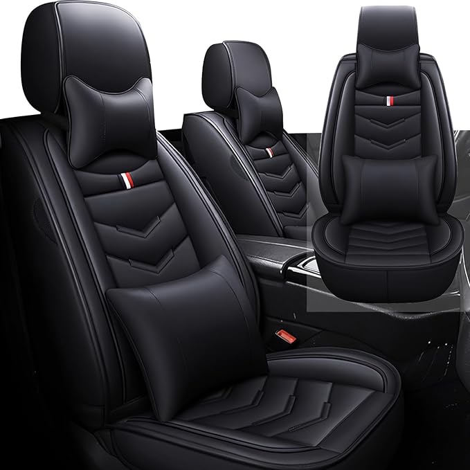 Front Seat Cover for Toyota Highlander 2001-2025, Waterproof Durable Premium Leather Car Seat Protector, Comfortable Anti-Slip Stylish Sport Seat Cover(2 Seats Luxury,Black)