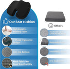 Seat Cushion &Office Chair Cushion,Lumbar Support Pillow for Office Chair,Ergonomic Memory Foam Non-Slip Office Chair Cushion,Back Support Cushions for Tailbone&Sciatica Pain Relief Black