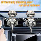 2Pcs Car Air Fresheners, Cute Bear Pilot Automotive Air Outlet Creative Car Perfume Diffuser, Automotive Accessories Air Vent Decoration with 8 Fragrant Tablets (White 1+White 1)