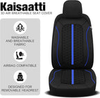 Breathable Premium Car Seat Covers Full Set，3D Air-Mesh Seat Covers for Cars，Comfortable Safety Airbag Compatible，Universal for Most Cars Sedan Truck SUV(Black/Blue)