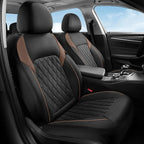 Coverado Leather Seat Covers, Front and Back Seat Covers for Cars, Waterproof Automotive Seat Covers Car Seat Protector Car Seat Cushion Universal Interior Truck Accessories Fit Most Cars Black&Coffee