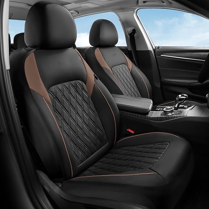 Coverado Seat Covers, Car Seat Covers Front Seats, Automotive Seat Covers, Waterproof Leather Car Seat Covers, Car Seat Cushion, Driver Seat Covers Car Seat Protector Fit Most Cars Truck, Black&Coffee