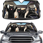 GENANY Cat Windshield Sun Shade for Car SUV Truck (55x30 Inches), Front Window Visor for Windows, Protector Blocks UV