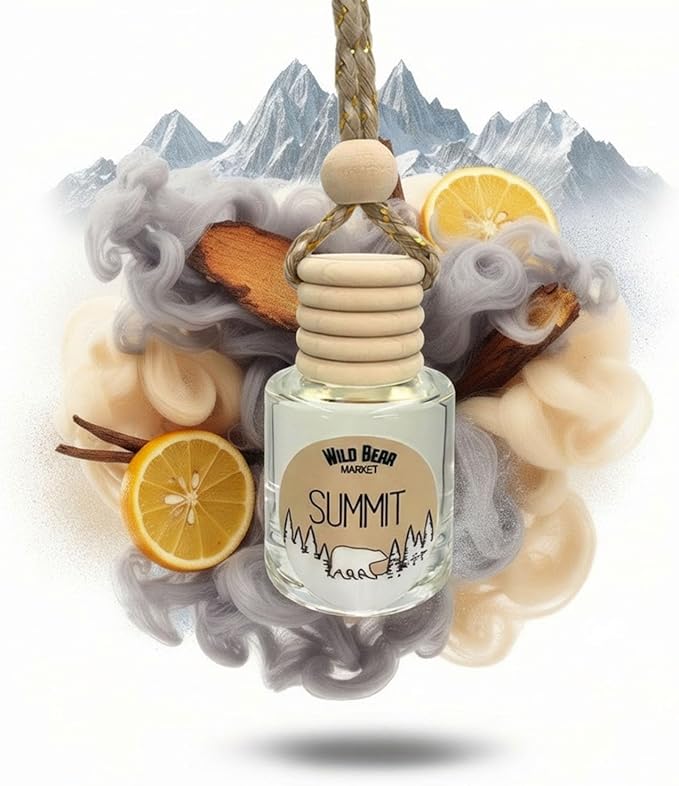 Summit Hanging Car Air Freshener Diffuser, Long Lasting Natural Fragrance Oil Car Freshener, Glass Bottle, Auto Air Deodorizer, Made in USA Toxin Free