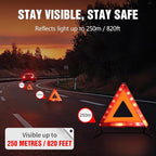 XOOL Warning Triangle, Emergency Warning Triangles for Vehicles, Reflective Triangle, Emergency Warning Reflector Safety Triangle Kit with Carry Case, 3-Pack