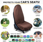 Waterproof Sweating Car Seat Cover for Post Gym Workout, Running, Swimming, Beach and Hiking, Universal Fit Non-Slip Bucket Seat Protector for Cars SUV Trucks, Machine Washable (Brown)