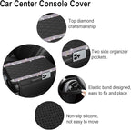 NBTEPEM Bling Car Center Console Cover, Leather Car Arm Rest Cover Cushion with 2 Storage Bags, Universal Auto Armrest Protector Storage Box, Bling Accessories Interior for Most Vehicles (Multicolor)