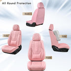 Coverado Seat Covers Front Seats, Pink Car Seat Cover with Lumbar Support, Waterproof Car Seat Cushion, Front Car Seat Covers Leatherette Car Seat Protector Universal Fit Most Cars