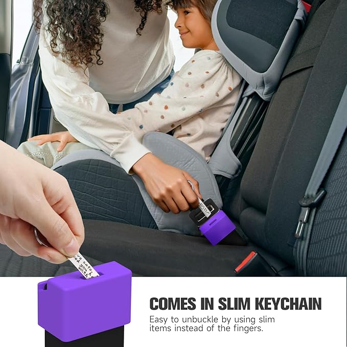 Morlike Silicone Seatbelt Secure Buckle Safety Cover Lock (Purple, 2 Pack)