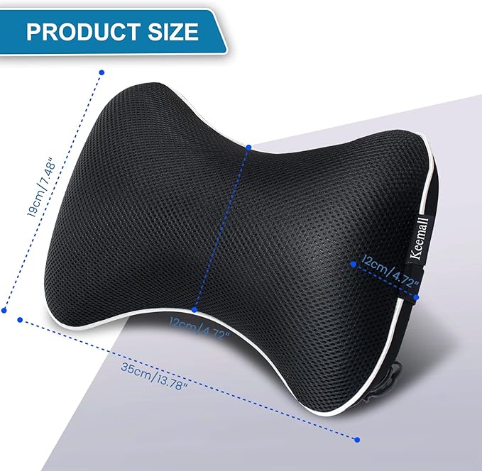 Inflatable Car Neck Pillow - 2 Pack Soft Headrest Car Pillow for Driving Seat with Adjustable Strap, Comfortable Ergonomic Design Neck Support and Breathable Washable Cover