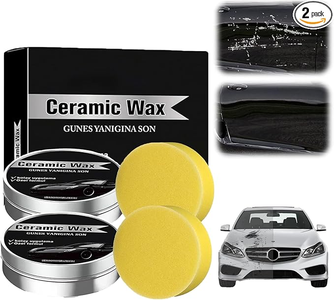 Titanium Ceramic Wax Cream for Cars,Advanced Car Coating & Polishing Wax,Strong Protection & Long-Lasting Shine,Waterless Ceramic Spray Wax,Safe for All Paint,Includes Microfiber Sponge (2 PCS)