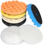 Autolock 6" Buffing Polishing Pads, 7Pcs 6Inch (150mm) Waffle Foam Buffing Pad, Wool Pad Kit for 6 in Backing Plate, Car Polisher Boat Compounding, Polishing and Waxing