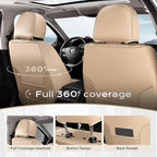 Coverado Car Seat Cover, Cover for Cars Full Seat, Premium Leather, Universal Fit Waterproof Seat Protectors, Car Seat Cushion Non-Slip for Most Cars-Beige