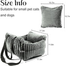Dog Car Booster Seat, for Small Dogs Under 30 lbs, Detachable Washable Travel Bed with Storage Pockets and Safety Belt (Grey, Medium)